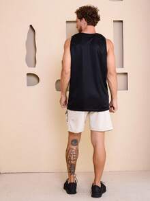 Men's Sleeveless Sports Tank Tops - Quick-Drying And Breathable Running And Gym Shirts With Geometric Patterns - Moisture-Resistant Workout Shirts For Beachwear, Casual Wear - Ideal Gift For Men, Couples - Spring/Summer Sportswear, Gym Clothes - 黑色 - 查看 5