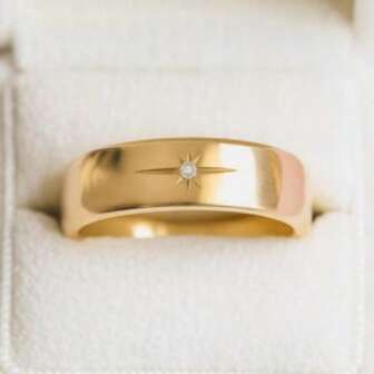 1 pièce Bague éternelle avec design classique d'étoile scintillante, convient pour le port quotidien, les fêtes, les vacances et les cadeaux