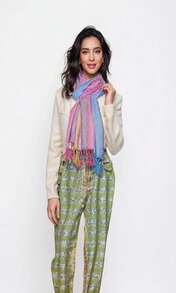 FANBODTA Bohemian Travel Scarf - Vintage Floral Print Oversized Beach Wrap (200x65cm) Lightweight Photography Shawl For Women, Reversible Jacquard Scarf Coastal Vacation Accessory