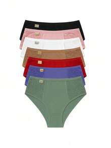 Kit 5 Panties High Waist Side With Lace Women's Lingerie Vera Cotton Lining - Nhiều màu - Xem 2