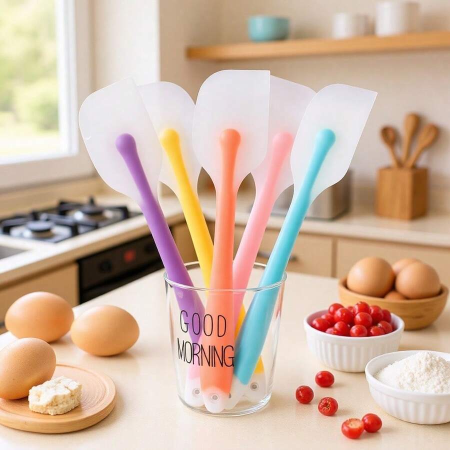 Silikonskrapa, Gräddskrapa i ett stycke, Kolakaksskrapa för bakning, Värmebeständig bakspatel - (Blå) Stor halvtransparent skrapa - Visa 1