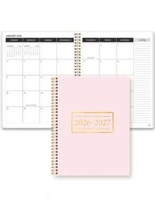 Trees 1本日历本，涵盖2026年1月至2027年12月，大号月度计划本，办公日程本，带月度网格和重要备注，非常适合用于预约、家庭活动、学校办公用品，也是完美的礼物之选。 - 粉紅色 - 查看 7