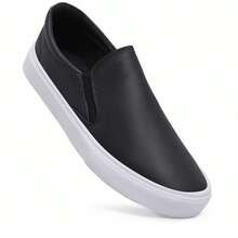 Men's Black White Casual  On Yacht Sneakers, Laceless, Easy To Wear, Fashion, Lightweight, Soft, Comfortable, Everyday - 黑與白 - 查看 4