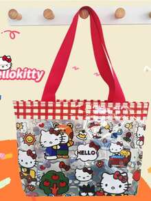 红色猫咪PVC手提包，可爱学生透明防水大容量游泳包，果冻包手提袋 - 彩色 - 查看 2