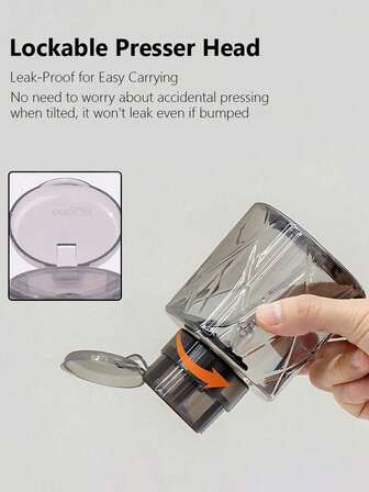 1 pieza Botella recargable con dispensador de bomba de 220ml con cierre, contenedor de prensa para limpiador de uñas, manicura y desmaquillante