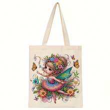 DIY Diamond Painting Tote Bag Kit - Sparkling Floral Pattern, Reusable Canvas Tote Bag With Handles, High-Quality Craftsmanship For Women, 12.4" X 14.4", Super Shiny Shape, Outdoor Shopping Center, Fabric Bag