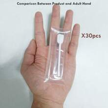 Lyntimo 30 piezas de limpiador oral para bebés recién nacidos sin goma, envasado individualmente, con cabezal de cepillo de gasa desechable ondulado para limpiar la cavidad oral y el revestimiento de la lengua del bebé