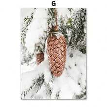 Pictură pe pânză cu peisaj de iarnă și zăpadă, artă de perete, elan, pin, peisaj din lemn, poster și imprimare pentru decor modern de Crăciun pentru casă - Multicolor - Vizualizare 35