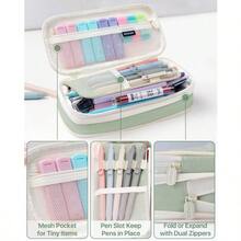 56 PCS Aesthetic School Supplies With Large Pencil Case 6 Colored Ballpoint Pens 12 Pastel Highlighters 5 Black Ink Gel Pens 9 Mechanical Pencils 0.52.0mm Student Essentials Green