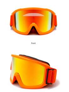 نظارات ثلج للبالغين مزدوجة الطبقة مضادة للضباب مع علبة ملونة، نظارات ثلج أسطوانية واسعة الزاوية عالية الوضوح للتزلج، مضادة للعمى الثلجي، لون أحادي