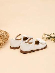 适合幼儿的舒适户外平底鞋，可爱的婴儿学步鞋，时尚玛丽珍户外保暖婴儿平底鞋，适合女婴 - 白色 - 查看 5