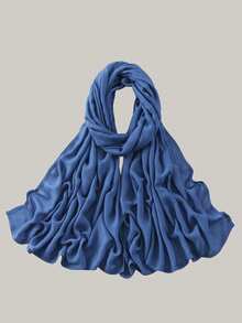 1 pieza Hiyab de viscosa modal sólido, pañuelo ligero y transpirable de moda, con acabado de puntada doble, artesanía refinada, pañuelo para mujer, adecuado para todas las estaciones