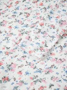 Acelitt Spring And Autumn Women's White Flower Printed Texture Square Neck Slimming Long Sleeve Top