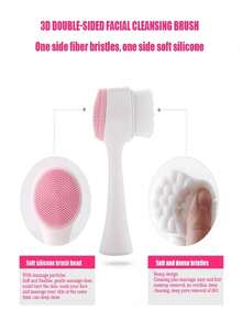 Manualna dwustronna szczoteczka oczyszczająca, miękka silikonowa szczoteczka do twarzy, głębokie oczyszczanie, delikatny peeling, delikatna skóra, ręczny płyn do demakijażu, masażer do twarzy do głębokiego oczyszczania, pielęgnacja skóry, niezbędny do oczyszczania twarzy, akcesoria do pielęgnacji skóry, prezenty dla kobiet