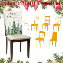 4PCS Holiday Christmas Chair Cover Set - Made Of Polyester, Detachable And Easy To Clean, Features Snowman, Pine Tree, And Decorative Designs, Green Holiday Decoration, Suitable For Living Room, Machine Washable, Modern Style, Christmas Decoration. - White - View 6