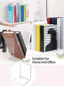 Clear Book Ends 2pcs, Acrylic Bookends For Shelves, Non-Slip Bookend Decorative For Heavy Duty Book, Books Holder Stopper For Kids, Bookshelf Dividers Books Organizer For Office Home School,School Supplies, Data Sorting And Storage Racks, Book Supports