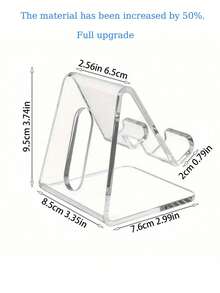 1pc Desktop Mobile Phone Stand Storage Rack Acrylic Decorative Ornaments Transparent (Please Remove The Film Upon Receipt Of The Goods For Use) - Clear - View 6