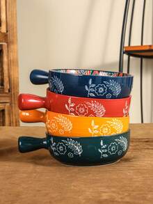 Soup Bowls With Handles, 23 Oz French Onion Soup Bowls Oven, Bohemian Ceramic Soup Crocks For Cereal, Pasta, Beef Stew, Chilli, Microwave Dishwasher 6.2 Inch, Set Of 4 - 彩色 - 查看 5