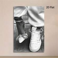 1 Stück rahmenloses Leinwand-Poster - Schwarz-Weiß Stilettos und Sneakers Wandkunst, 2D Grafik Design, geeignet für Büro, Küche, Wohnzimmer, Schlafzimmer Dekoration, ideal als Halloween und Weihnachtsgeschenk, für Innenbereich, ohne Rahmen, Wanddekoration | Moderne Wandkunst - Verschiedenfarbig - Übersicht 7