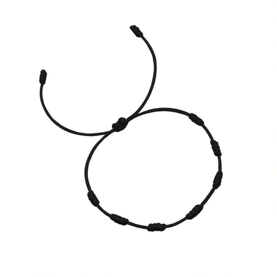 Kit 5 Red Bracelets With 7 Black Knots To Ward Off Evil - Black - View 1