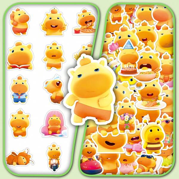 50 peças de adesivos fofos de desenho animado de capivara, adesivos decorativos para mesa, skate, bagagem