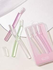 3 piezas Afeitadora de cejas de viaje portátil, afeitadora facial, pequeña y conveniente, recortadora de cejas, herramienta de depilación de acero inoxidable, recortadora de cejas con escarcha transparente, afeitadora depiladora, afeitadora facial, con red protectora, no se raya fácilmente, adecuada para principiantes, precio asequible, regalo de Navidad, cosméticos, herramientas de maquillaje, artículos buenos y baratos, regalo, regalo para mujeres, regalo de Navidad - Multicolor - Ver 5