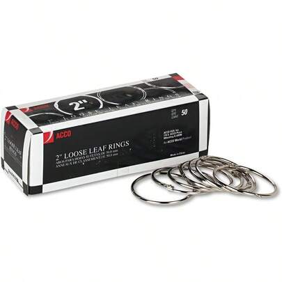 ACCO Loose Leaf Binder Rings 2" Silver 50 Rings Box 72205