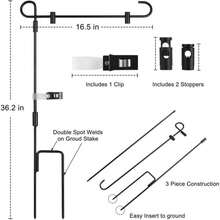 SHARE&Amp;CARE Garden Flag Stand, Garden Flag Pole Holder With 1 Tiger Clip And 2 Spring Stoppers (1 Pack) - trắng - Xem 4