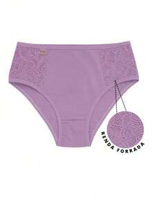 Kit 5 Panties High Waist Side With Lace Women's Lingerie Vera Cotton Lining - Nhiều màu - Xem 10