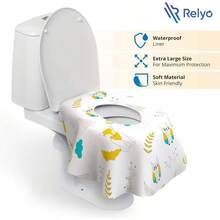 Fundas de asiento de inodoro desechables u2013 Paquete de 20 u2013 Impermeables, ideales para nios y adultos, grandes, envueltas individualmente para viajes, entrenamiento de bao pblico para nios - Búhos + 20 unidades (paquete de 1) - Ver 3