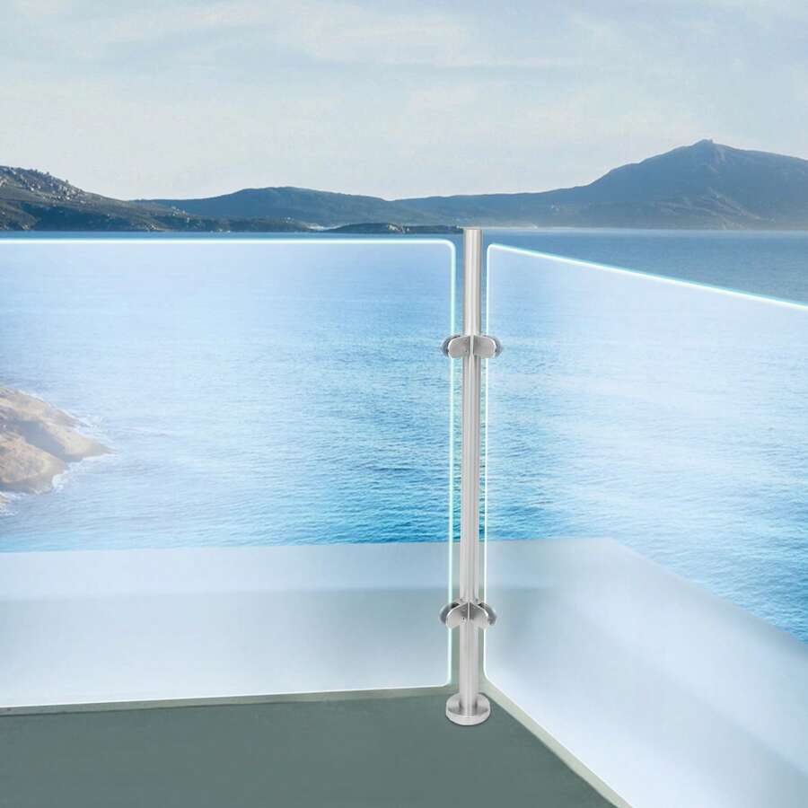 SanBouSi 110CM Railing Post Stainless Steel Railing Fence Pole Corner Post Stainless Steel Pole - Silver - View 1