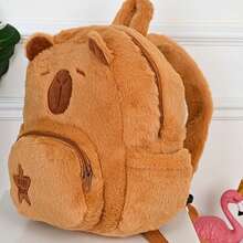 Plyschig kapybararyggsäck, söt bokväska, mångsidig pälsryggsäck - Brun - Visa 5