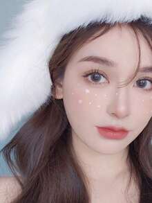 2片装水钻脸部贴纸，雪花图案眼部彩妆临时纹身贴纸，自粘装饰贴纸，也可作美甲贴纸使用，圣诞节脸部贴纸，送给朋友的绝佳圣诞礼物 - 彩色 - 查看 5