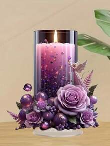 Multifunktionale lila Gebetskerze Dekoration - ideal für Weihnachts- und Neujahrs-Tischdekorationen, perfektes Urlaubsgeschenk, 2D flache Acryl Mehrzweck Heimdekoration