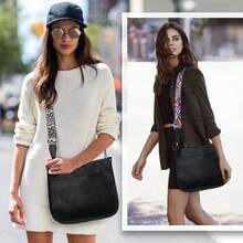 AUYOCO Vegan Leather Crossbody Bags Women, Crossbody Purse With Guitar Strap Zipped Pockets Handbag Shoulder Bag - New Black (một dây đeo) - Xem 9