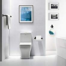 5-Piece Stainless Steel Bathroom Hardware Set: Creative Toilet Paper Holder + Single Bar Towel Rack + Hook Combination, Highly Attractive + Strong Storage, Renew Your Bathroom Space - Black - View 1