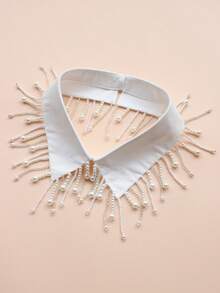 1pc Vintage Studded Pearl Beaded Detachable Collar, Handmade Luxury Sparkling Exaggerated Punk Style Collar For Women, Versatile Tassel Accessory For Dress For Christmas Decor,Graduation Outfit,Disco - Multicolor - View 2