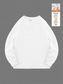 MORE LOVE PLEASE Warm And Comfortable Fleece Lined Sweatshirt With Heart & Letter Design, Soft And Skin-Friendly, Ideal For Casual Outings Or Lounging At Home. This Oversized White Crew Neck Sweatshirt For Women Is Suitable For Spring, Autumn And Winter, With Cartoon Print For A Casual Chic Look. - White - View 6