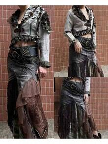 American Retro Wide Belt Personality Western Style Wide Belt Irregular Design Fashion 2025 - Black - View 5