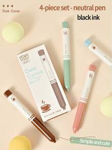 1 pieza Bolígrafo neutro de cacao crepuscular, escritura suave para estudiantes, exámenes y estudio, diseño creativo de alta calidad - Presione el bolígrafo de gel - Ver 10