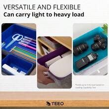 - Organizador de escritorio ajustable, accesorios de oficina, 9 compartimentos, azul real - Azul real - Ver 7