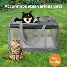 PaWz Pet Carrier Bag Large Cat Carrier Dog Carrier Collapsible Soft Dog Crate Portable Dog Crate For Large Cats Dogs Puppies Up To 12.5kg Waterproof Dog Travel Backpack For Indoor Outdoor Use Grey