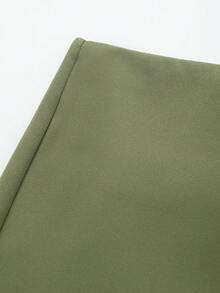 Women's Fashion Casual Solid Asymmtrical Wrap Shorts Skirts, Minimalist And Fashionable Skirt Pants Summer - Moss Green - View 3