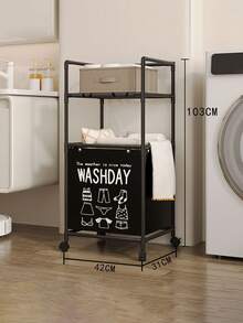 1 件装多层浴室收纳架，带旋转轮，可作洗衣篮、内衣裤收纳架、毛巾架、可移动洗衣机收纳篮，节省空间的多功能收纳盒，现代黑色设计，适用于浴室和卧室，易于组装的非布艺洗衣篮，浴室配件，浴室工具 - 彩色 - 查看 13