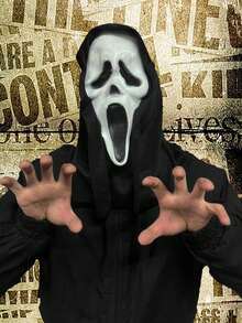 1pc Halloween Ghost Mask Horror Headgear Adult Prom Props Cos Scary Funny Scream Mask Grim Mask Death Terror Scream Mask Stage Show, Scream Dress Up Adult Cos Scary Scary