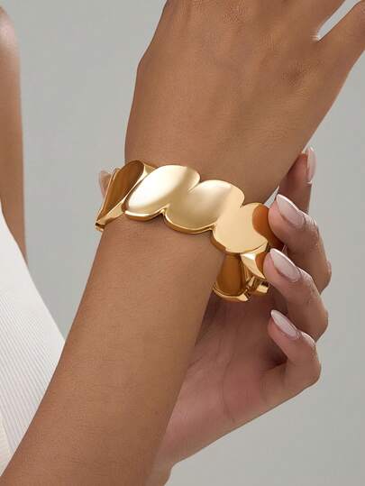 1 件女士夸张几何复古硬币手镯，合金，适合海滩、假日、派对配饰