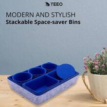 - Organizador de escritorio ajustable, accesorios de oficina, 9 compartimentos, azul real - Azul real - Ver 5