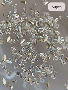 20/50 pièces Zircone synthétique Strass pour Nail Art, fond plat, mini taille petite, qualité 5A, super brillant. Diamants pour ongles DIY, accessoires décoratifs, fournitures pour ongles, pierres pour ongles - Multicolore - Voir 6