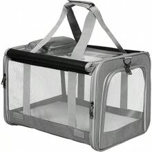 PaWz Pet Carrier Bag Large Cat Carrier Dog Carrier Collapsible Soft Dog Crate Portable Dog Crate For Large Cats Dogs Puppies Up To 12.5kg Waterproof Dog Travel Backpack For Indoor Outdoor Use Grey