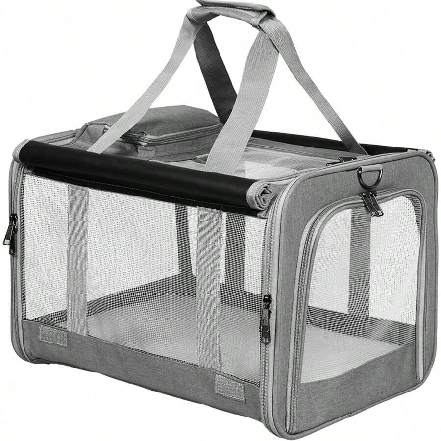 PaWz Pet Carrier Bag Large Cat Carrier Dog Carrier Collapsible Soft Dog Crate Portable Dog Crate For Large Cats Dogs Puppies Up To 12.5kg Waterproof Dog Travel Backpack For Indoor Outdoor Use Grey